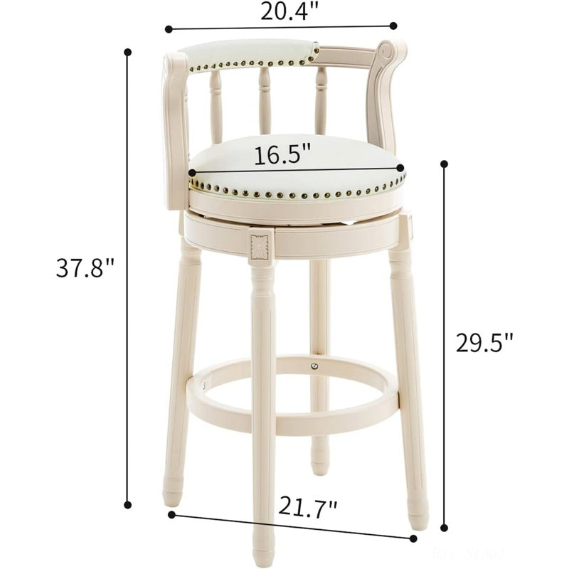Tabouret de bar classique, tabouret de bar en bois, Crème, Crème