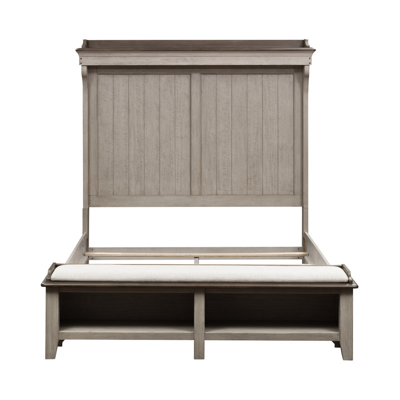 Ensemble de chambre à coucher avec grand lit de rangement, commode et miroir, deux tables de chevet Cathleen, Grand