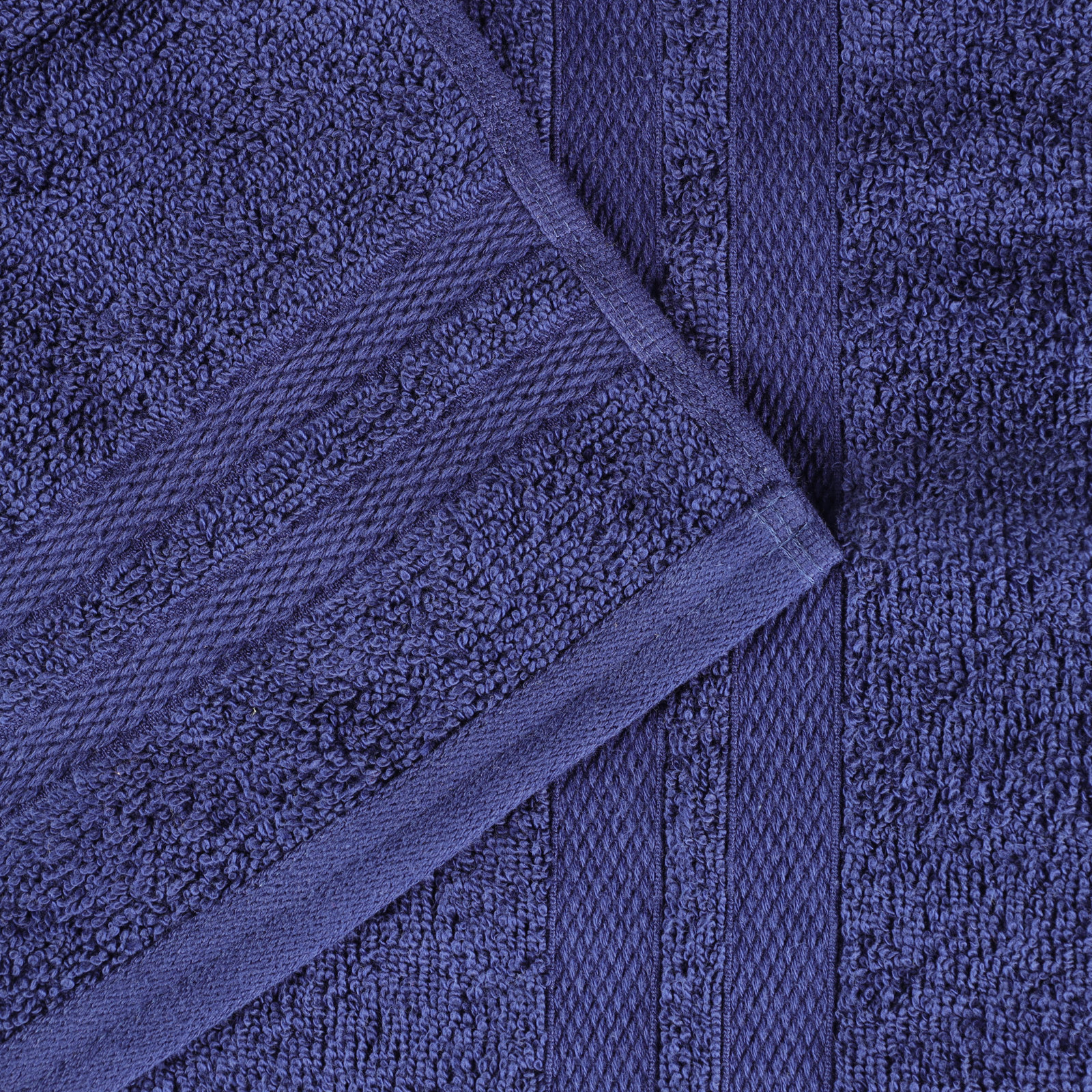 Quick-Drying Dobby Border Cotton Towel Set, Navy Blue