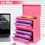 Boîte de rangement rose et mauve avec cinq tiroirs pour l'organisation de la maison et du bureau, acier, conception empilable, articles faciles d'accès, structure à cinq tiroirs en acier laminé à froid, entretien facile, option idéale-131521166