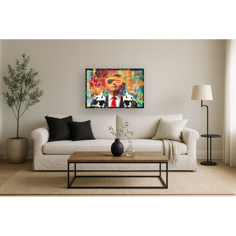 Art mural sur toile néon audacieux - 37 po x 25 po - cadre noir