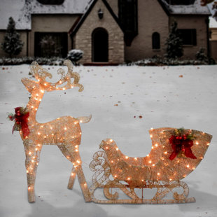 santa and reindeer roof decoration