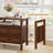 24" Large Nightstand Set of 2 with Charging Station, Solid Round Post Legs, 2 Drawers End Table with Open Shelf-118662937-118662936