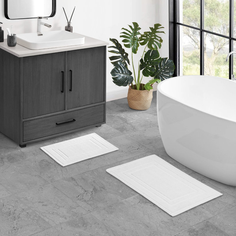 Bryson 100% Cotton Bath Rug, Washed White