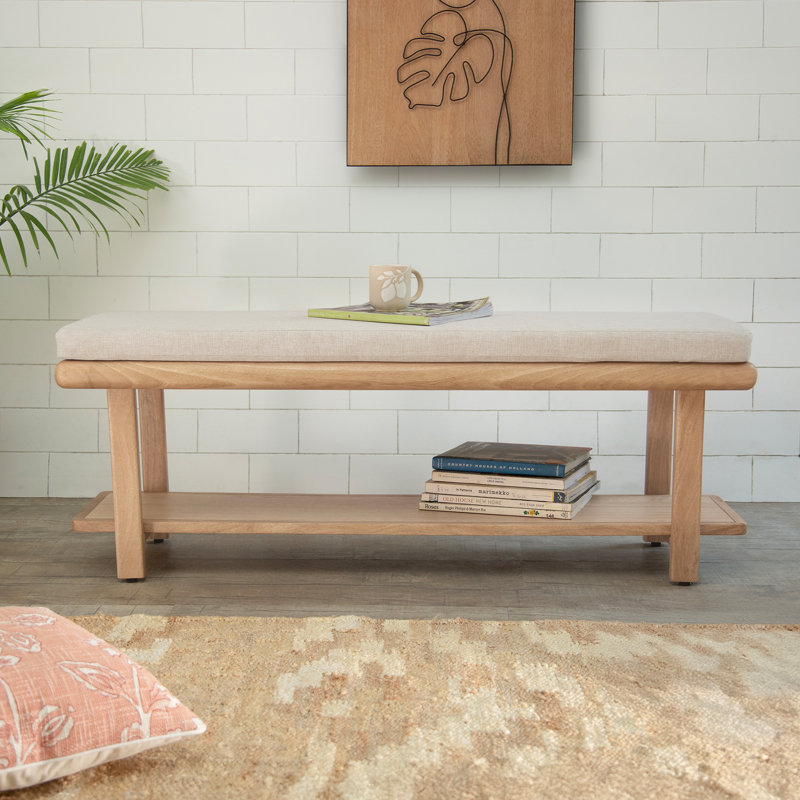 Banc de rangement en bois massif Noah