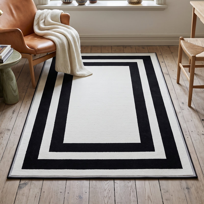 Tapis noir et blanc Emerson
