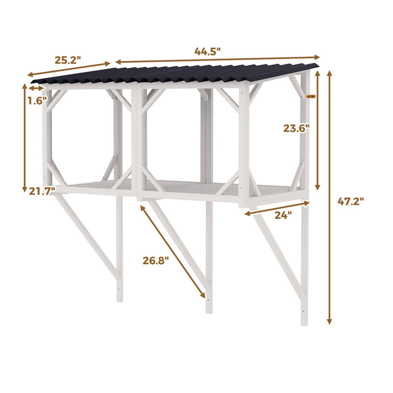 Fenêtre pour chat, enclos de 43,3 po, grands chats d'intérieur, s'adapte à la plupart des fenêtres, style classique, cage toutes saisons, vue à 3 côtés, jeu et repos