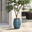 Pot à fleurs 17,7 po en céramique bleue, pot côtelé rond pour fleurs, verdure ou plantes-694500518