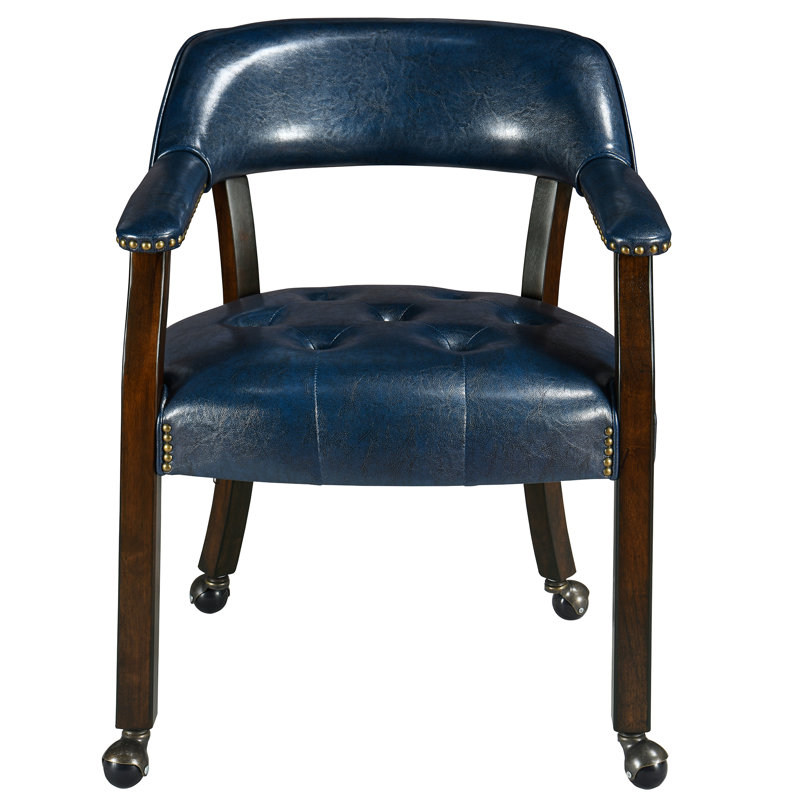 Chaise de poker avec accoudoirs pivotants capitonnés LUMera Collection - bleu, Bleu, Espresso