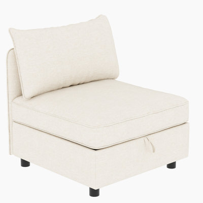 6 Convertible In Beige Chenille - Modular With Storage For Living Room Place Chenille, 6 Seat