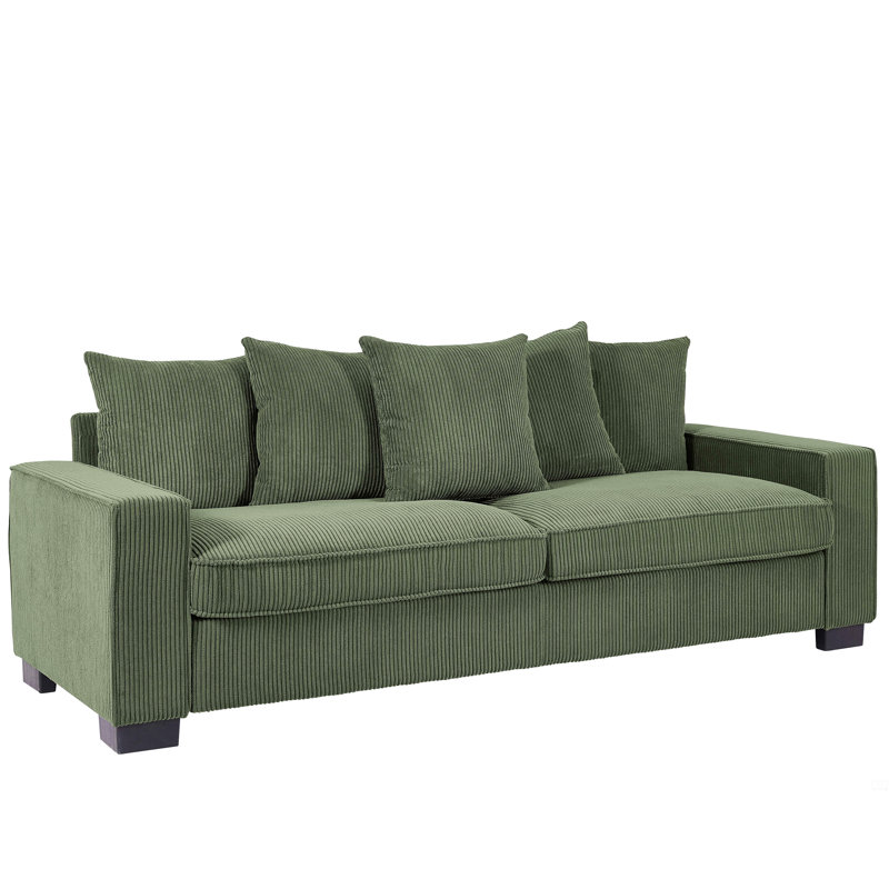 Canapé en velours côtelé avec 5 coussins assortis, Vert