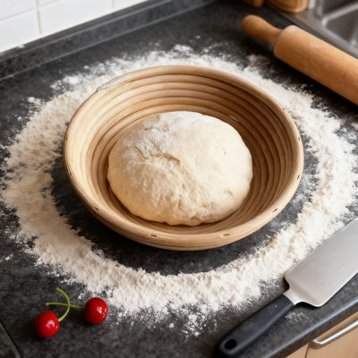Panier à pain en rotin naturel tissé à la main avec doublure, banneton artisanal traditionnel pour la cuisson au levain, panier de rangement polyvalent pour la cuisine et la maison