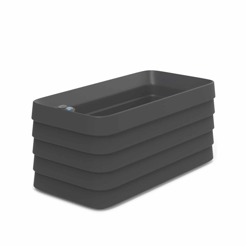 Slat Rectangular Self Watering Planter Box, 17" H x 36" W x 17" D, Black