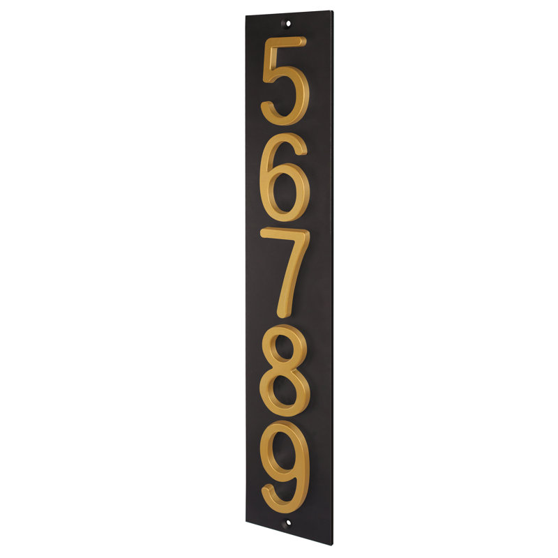 Plaque d'adresse verticale en aluminium Royal Shade, Noir, Doré, Oui