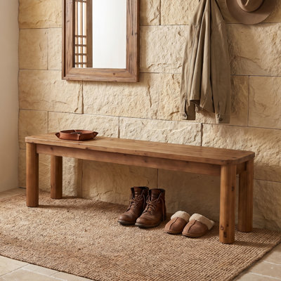 Banc de 55 po en bois massif pour vestibule