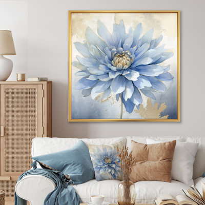 " Blooming Blue White Chrysanthemum Retro Flowers "