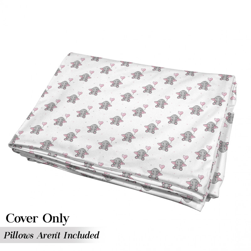 Housse de coussin d'extérieur éléphants tenant des ballons en forme de cœur, H 2 po x l 36 po x P 88 po