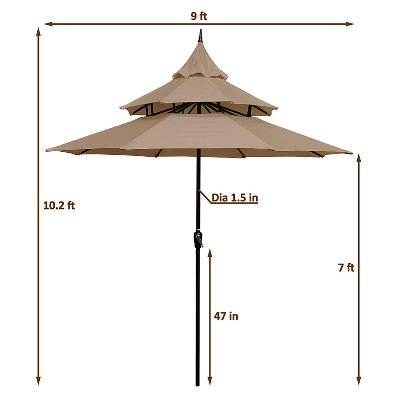Parasol de marché 9 pi, Brun clair