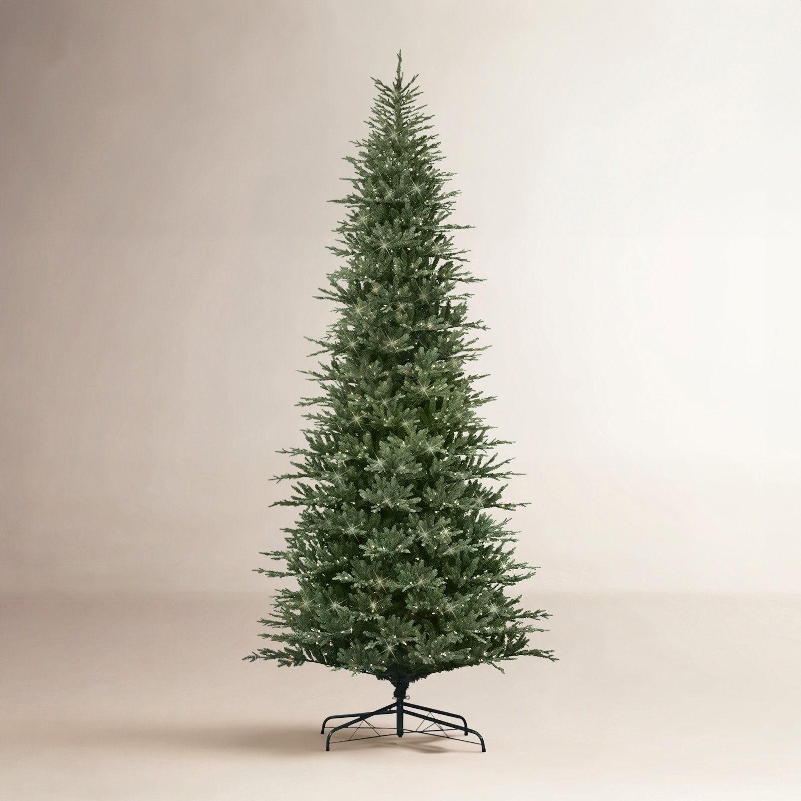 Hachmin Slender Green Realistic Artificial Fir Christmas Tree with Lights, 10' H