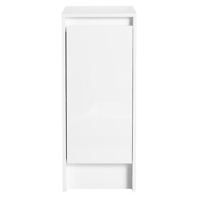Rangement de salle de bain blanc brillant avec porte à fermeture en douceur et finition intérieure réglable