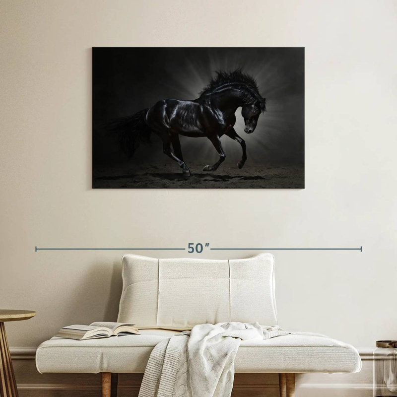 Brampt Elegant Black Horse, 26" H x 39" W