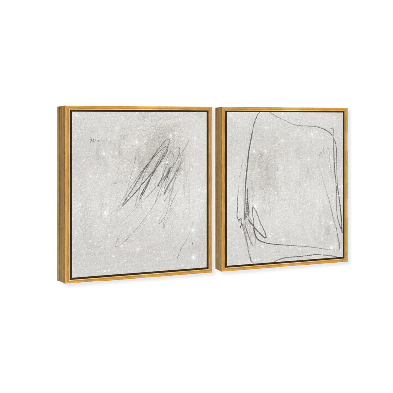 Modernist Set Canvas Abstract Print by Oliver Gal, Black Frame, 16 x 20, 21"H x 25"W, Gold Floater Frame