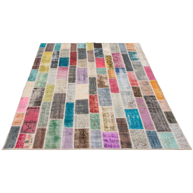 Tapis unique en laine noué à la main beige, rouge et gris des années 2010 de 6 pi 11 po x 9 pi 11 po Ballera