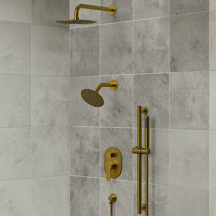 DualJetSpa 3-Function Round 10" & 6" Dual Shower Faucet System with Pressure Balancing Rough-In Valve