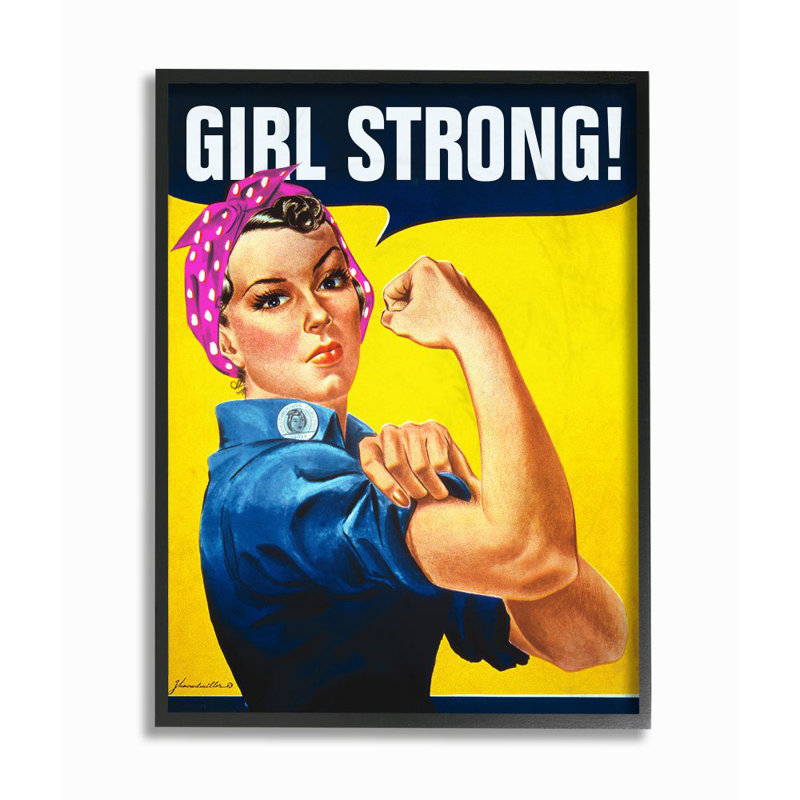 « fille strong solid », reproduction d’affiche "par retrorocket-impression, Giclée encadrée noir minuit