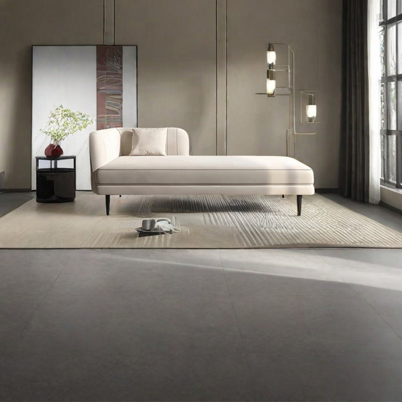 Chaise longue rembourrée Tione, Accoudoir à gauche (vu de face), Beige