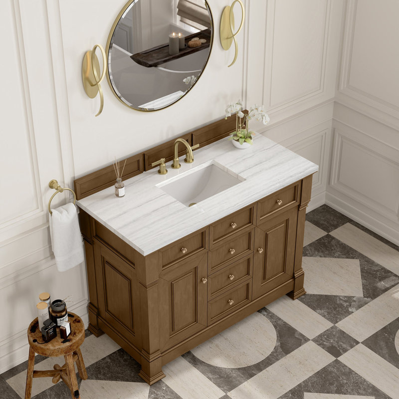 Brookfield 47.75'' W Single Bathroom Vanity Base, Honey Oak