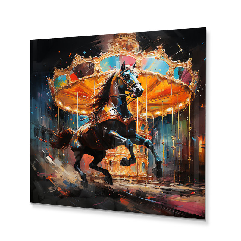 Carousel Horses II - reproduction d'art sur métal sans cadre, H 29 po x l 29 po x P 1 po