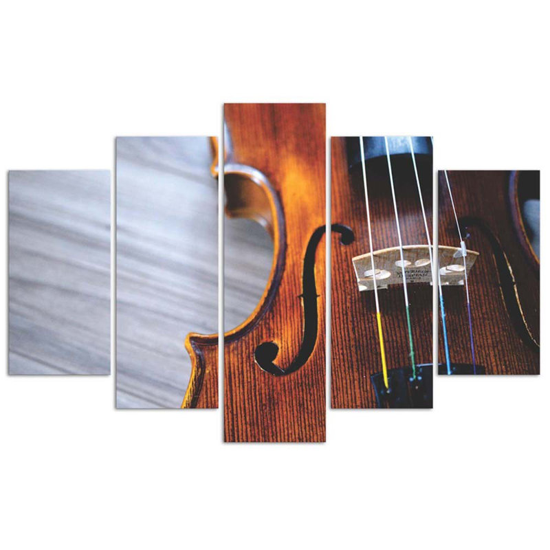 Violin Music - 5 Piece No Frame Print on Canvas, 100cm H x 200cm W