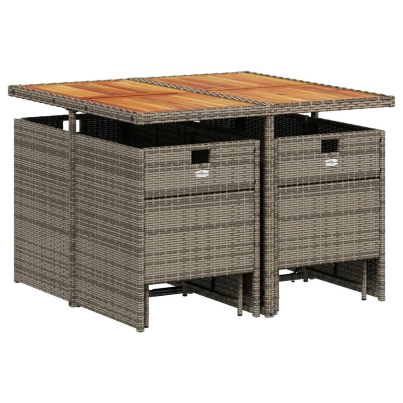 Ensemble repas de patio 9 pièces avec coussins en rotin Latitude Run®, Bleu / gris
