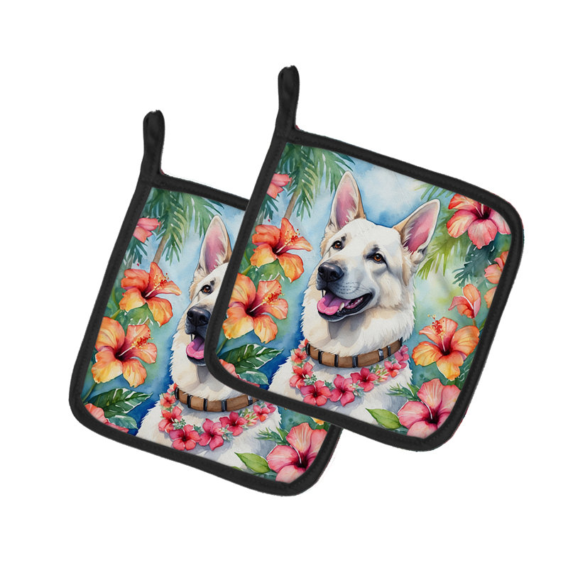 Caroline's Treasures Luau Party Floral Polyester Potholder Set