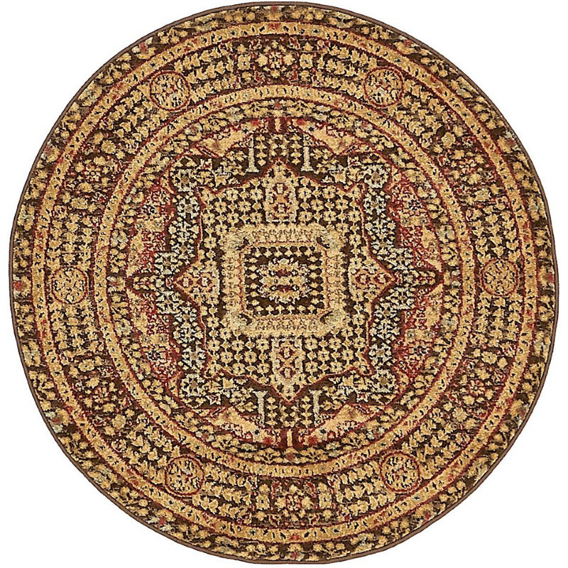 Tapis oriental jaune Palazzo, Rond 8 pi