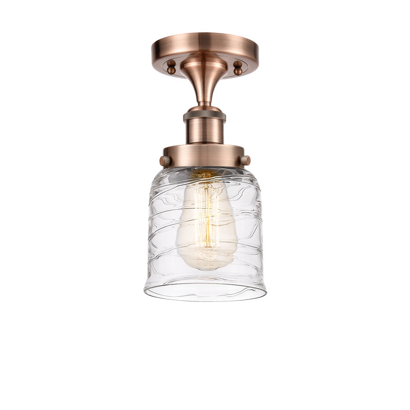 Plafonnier semi-encastré 1 lumière Anjelique, Cuivre antique, H 11 po x l 5 po x P 5 po, Ampoule non incluse