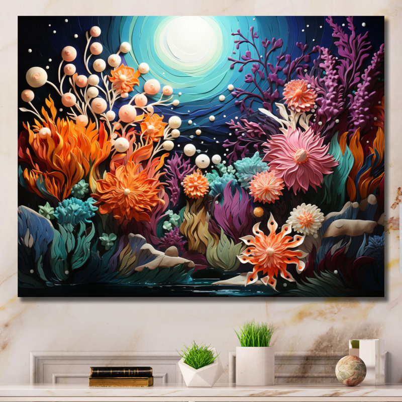 «Colorful Marine Animals Harmony I» sur toile, H 24 po x l 32 po, Toile tendue