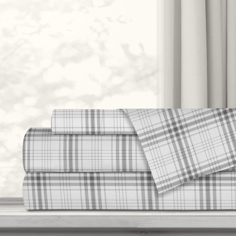 Microfiber Plaid Sheet Set, Queen