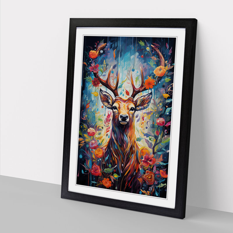 Stag Art Informel Art - Framed Print, Black Framed, 46cm H x 34cm W x 2cm D
