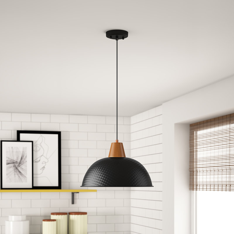 Luminaire suspendu conique à 1 lumière Bernyce, Noir, H 79,84 po x l 16 po x P 16 po