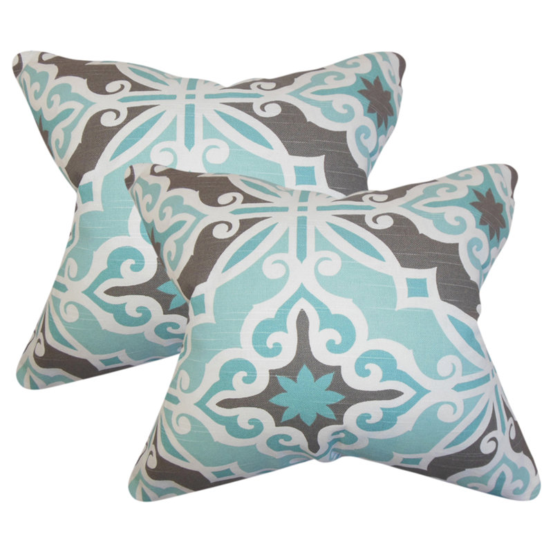  Coussin en coton Sunderman, Bleu / gris