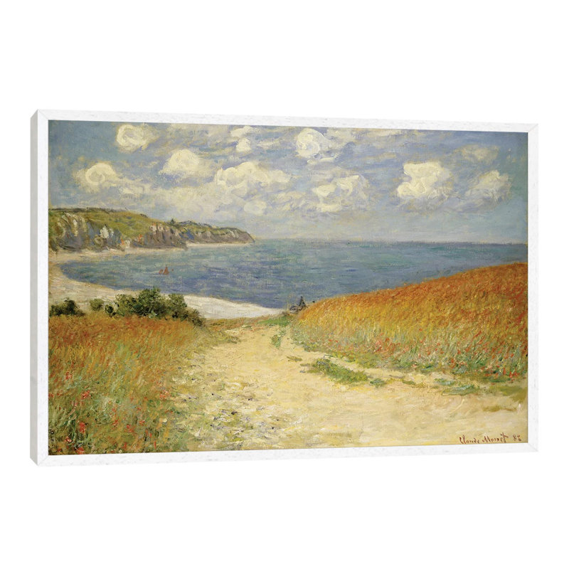 Path in the Wheat at Pourville, 1882 by Claude Monet - 1 Piece Wall Art on Canvas, 101.6 cm H x 66.04 cm W, White Framed