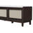 Trexm Boho Rattan Entryway Bench With Storage, Cushioned Shoe Bench With Double Doors, Wooden Shoe Organizer Bench For Entryway And Hallway (Espresso)-1964460201