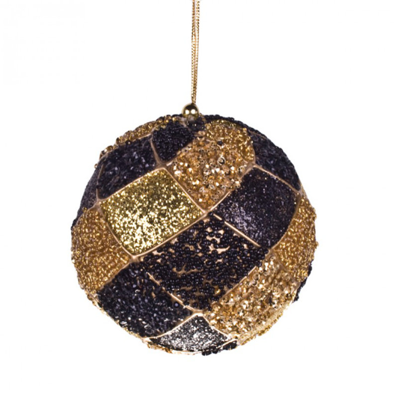 10cm Bauble, Black / Gold
