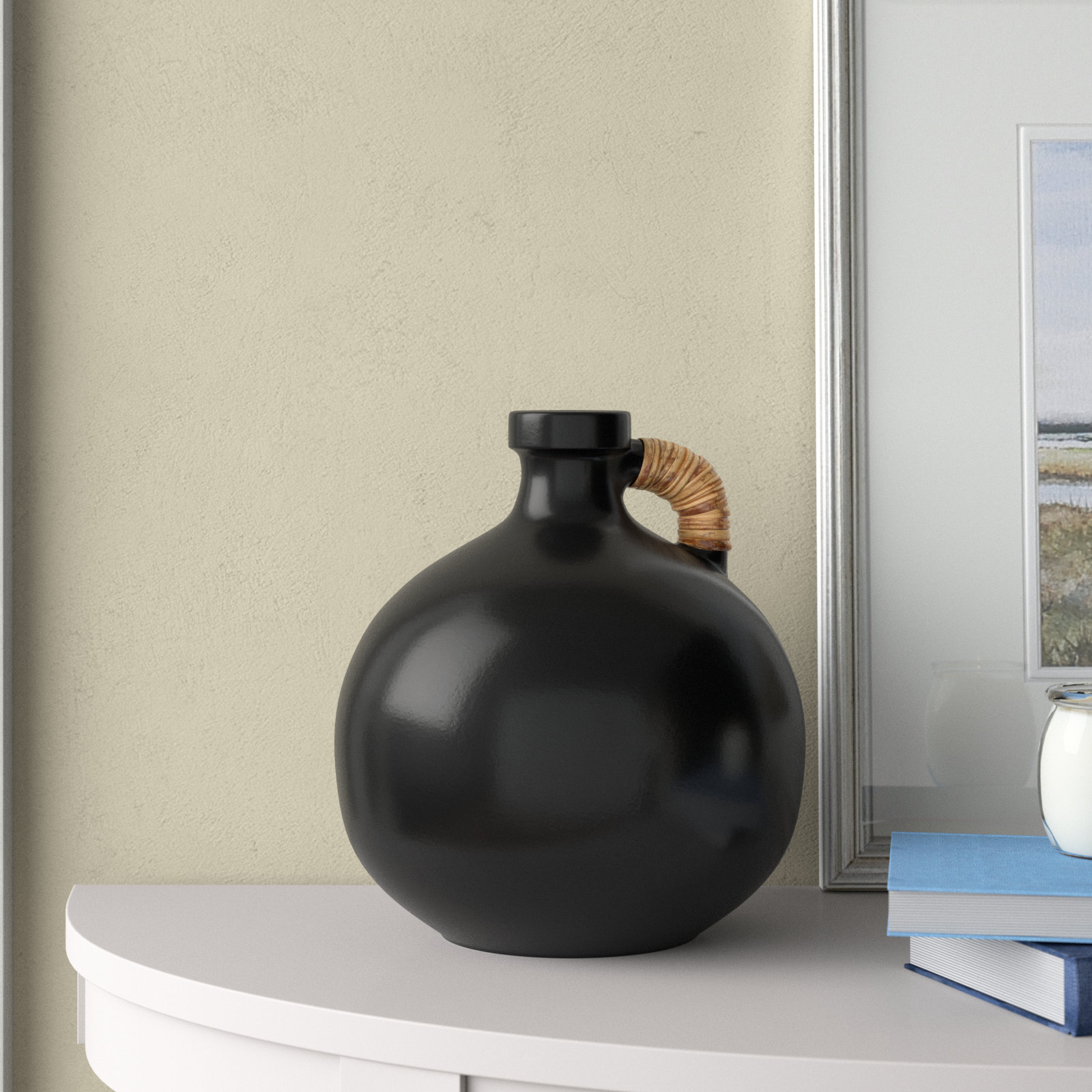 Winslet Terracotta Table Vase, 10.85" H x 9.4" W x 9.4" D, Black