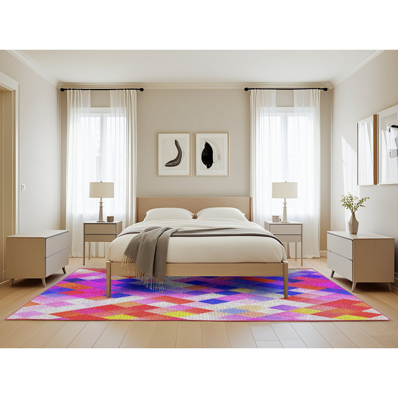 Tapis géométrique rose, Rectangle 5 pi x 8 pi