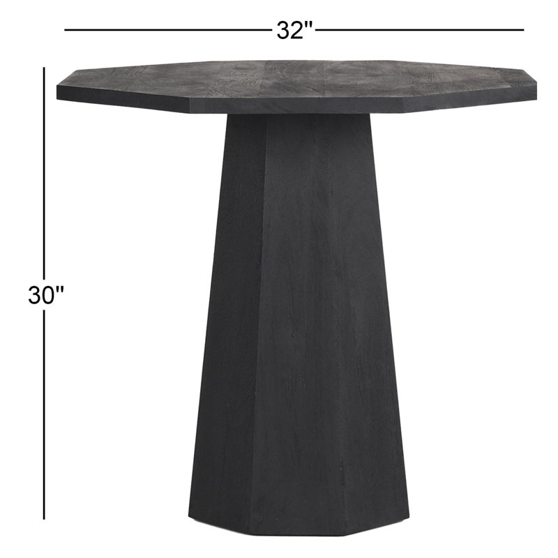 Table de bout à piédestal en bois massif de 30,5 po Blockton, Brun foncé