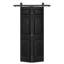 Porte de grange à deux panneaux en panneau de fibres à densité moyenne peinte noire 24 po x 84 po avec quincaillerie coulissante-126021691-126021689