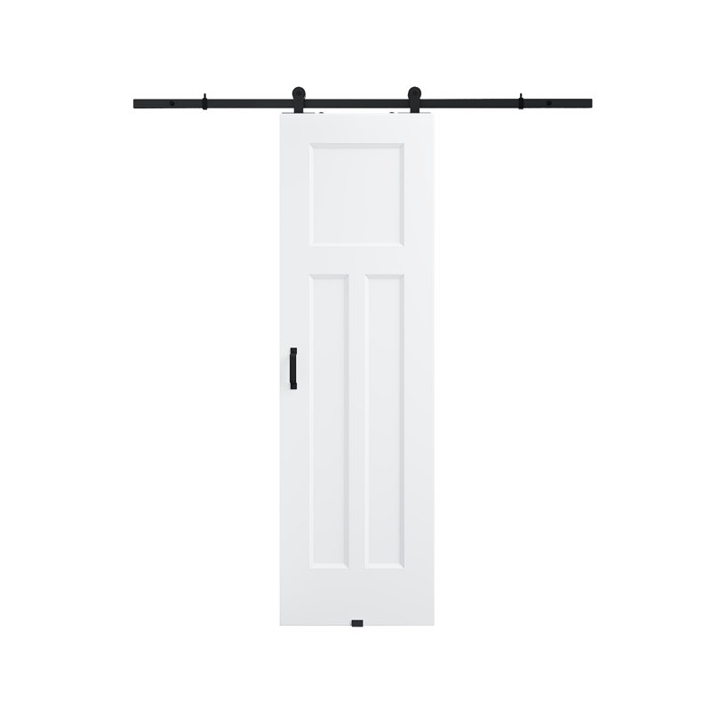 24in.x 80in.2 Panelled White Door Slab Prefinished Surface With All Barn Door Hardware Kit, 24in.x 80in.
